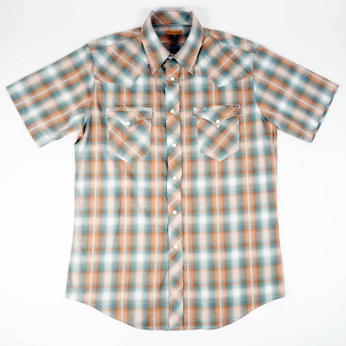 Tin Haul Men's 2840 Broken Chevron Dobby Plaid Pearl Snap Shirt MEN - Clothing - Shirts - Short Sleeve Tin Haul