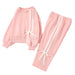 Girl's Pink Bow Trim Sweatsuit Set KIDS - Girls - Clothing - Sweatshirts & Hoodies Rylee Faith Designs