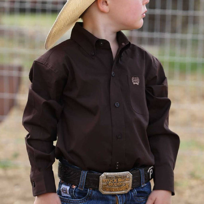 Cinch Baby Boy's Solid Brown Button Down Shirt