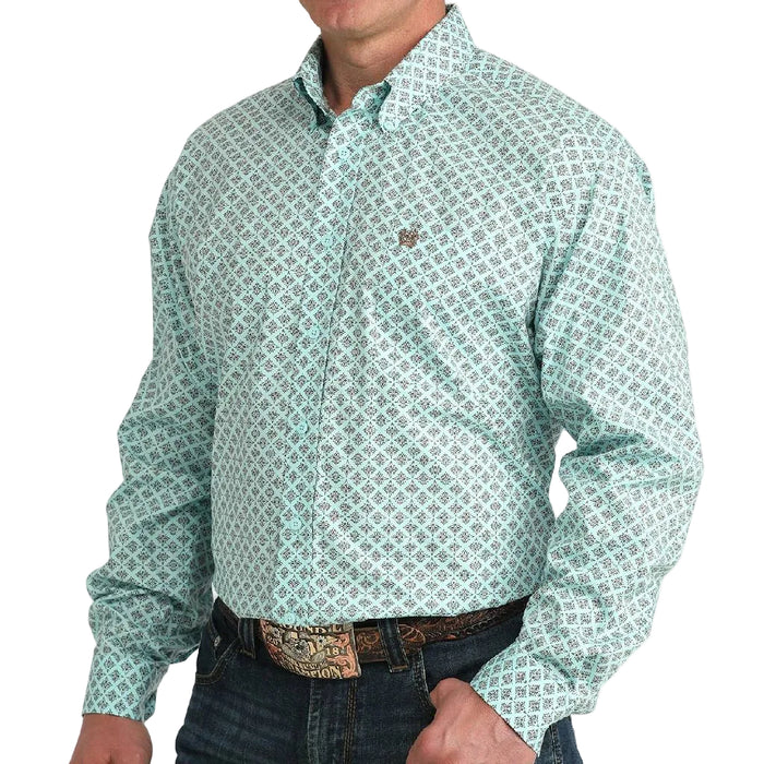 Cinch Men's Blue Geo Print Button Down Shirt MEN - Clothing - Shirts - Long Sleeve Cinch
