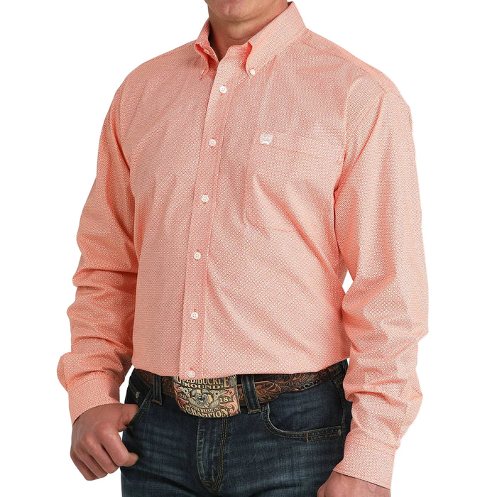 Cinch Men's Orange Geo Print Button Down Shirt MEN - Clothing - Shirts - Long Sleeve Cinch