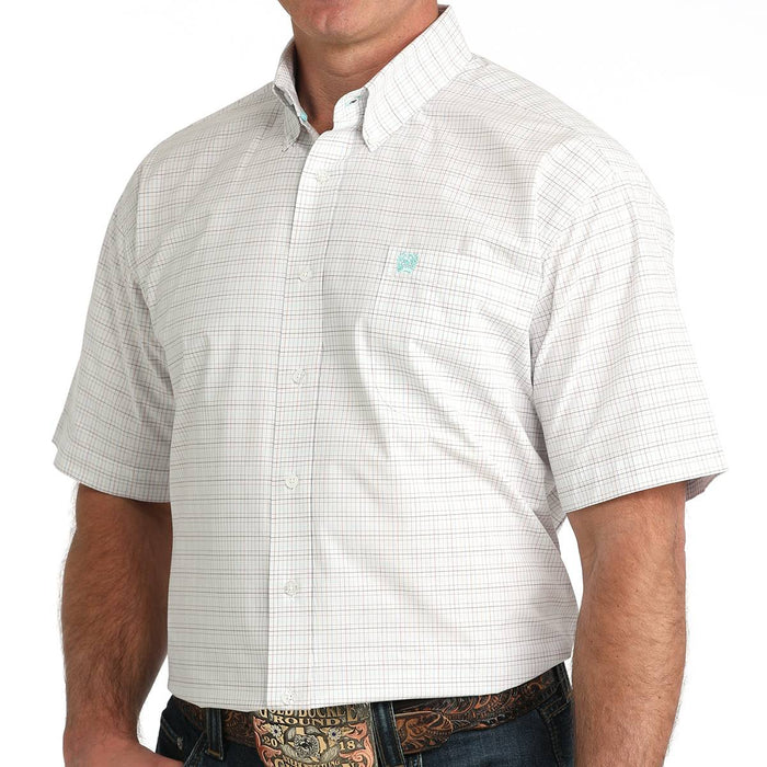 Cinch Men's White Plaid Button Down Shirt MEN - Clothing - Shirts - Short Sleeve Cinch