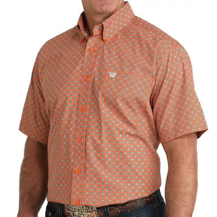 Cinch Men's Orange Geo Print Button Down Shirt MEN - Clothing - Shirts - Short Sleeve Cinch