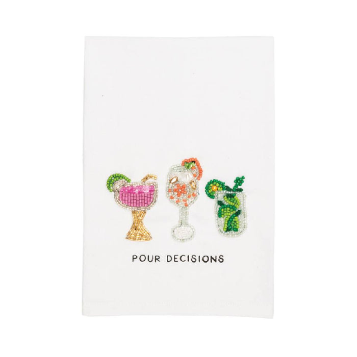 Mud Pie Pour Decision Beaded Bar Towel HOME & GIFTS - Tabletop + Kitchen - Kitchen Decor Mud Pie