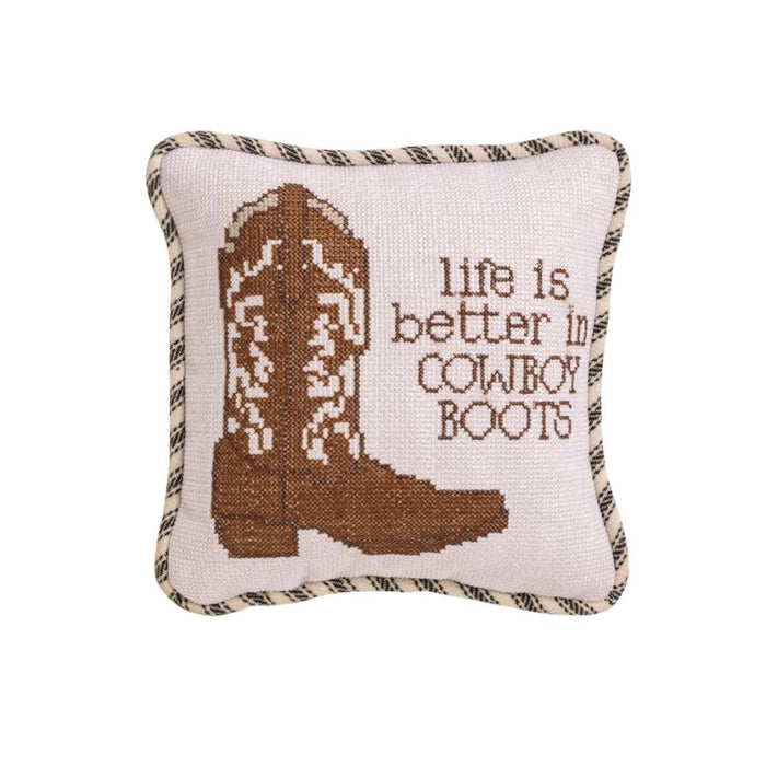 Mud Pie Boots Needlepoint Small Pillow HOME & GIFTS - Home Decor - Decorative Pillows Mud Pie