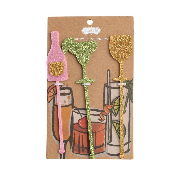Mud Pie Acrylic Stirrers HOME & GIFTS - Tabletop + Kitchen - Bar Accessories Mud Pie