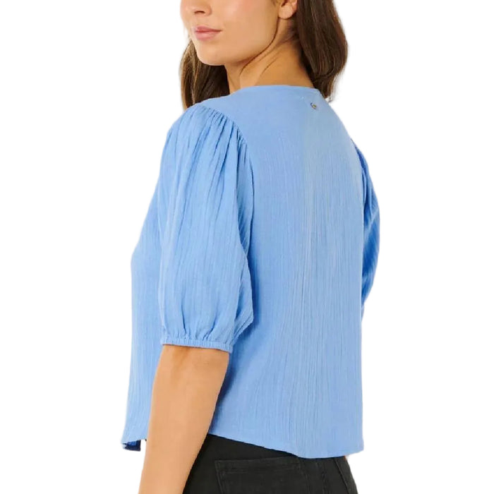 Rip Curl Women's Vibe Surf Tie Front Cornflower Blue Top