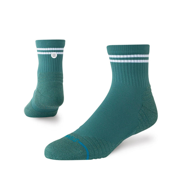 Stance Men's Lined Up Teal Mid Quarter Crew Socks