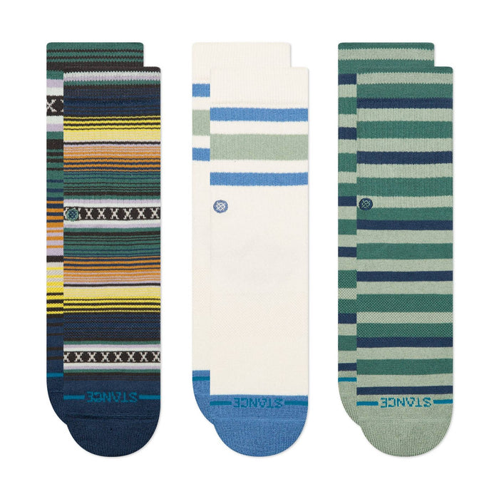 Stance Youth 3 Pack Deep Teal Mix Stripe Crew Socks KIDS - Accessories - Socks & Underwear Stance