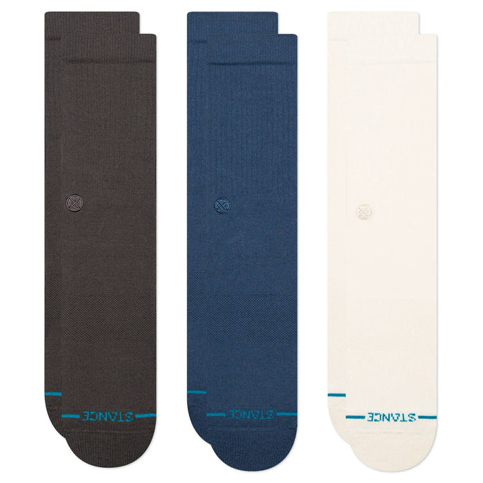 Stance Men's 3 Pack Icon Charcoal Crew Socks