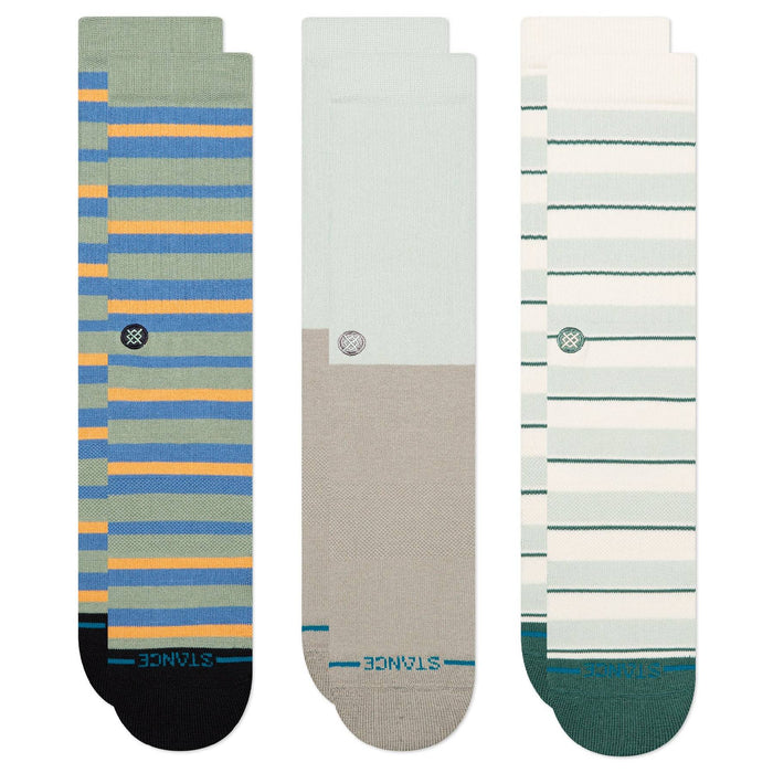 Stance Men's 3 Pack Prep Paleblue Stripe Crew Socks