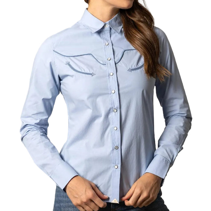 Kimes Ranch Women's Logo Horn Light Blue Blouse WOMEN - Clothing - Tops - Long Sleeved Kimes Ranch