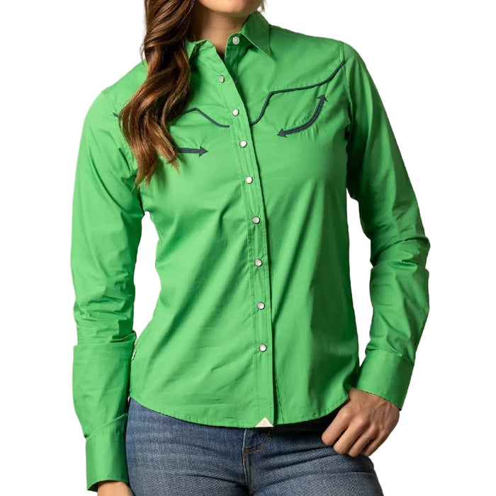 Kimes Ranch Women's Logo Horn Kelly Green Blouse WOMEN - Clothing - Tops - Long Sleeved Kimes Ranch