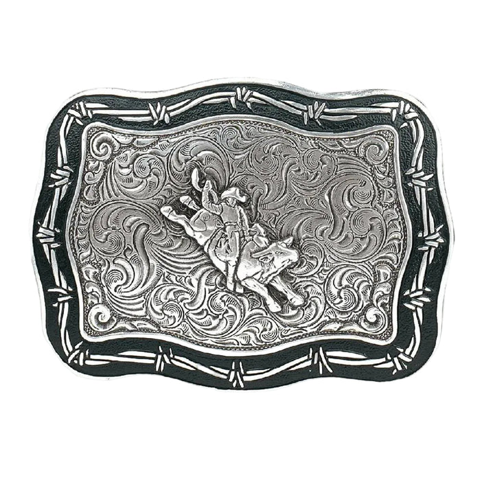 Crumrine Rectangle Barbed Wire Edge Bull Rider Buckle ACCESSORIES - Additional Accessories - Buckles M&F Western Products