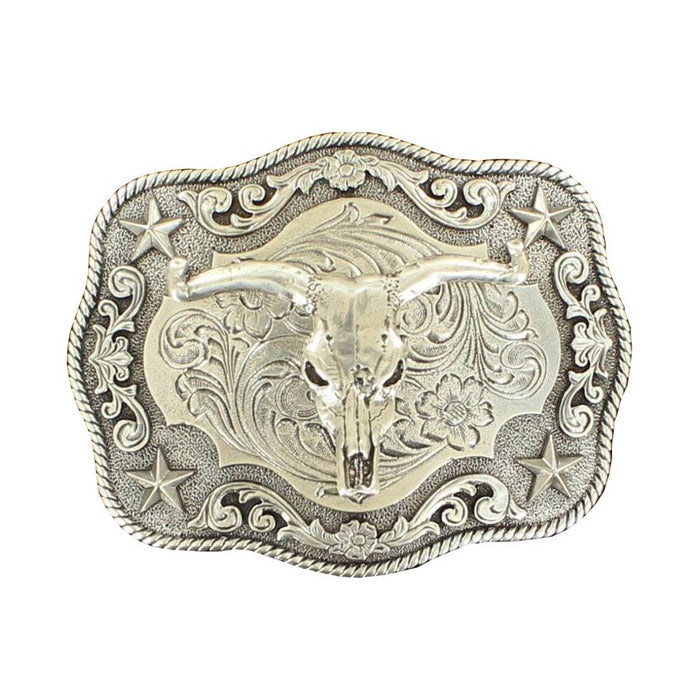 Nocona Rectangle Rope Edge Steer Skull Buckle ACCESSORIES - Additional Accessories - Buckles M&F Western Products