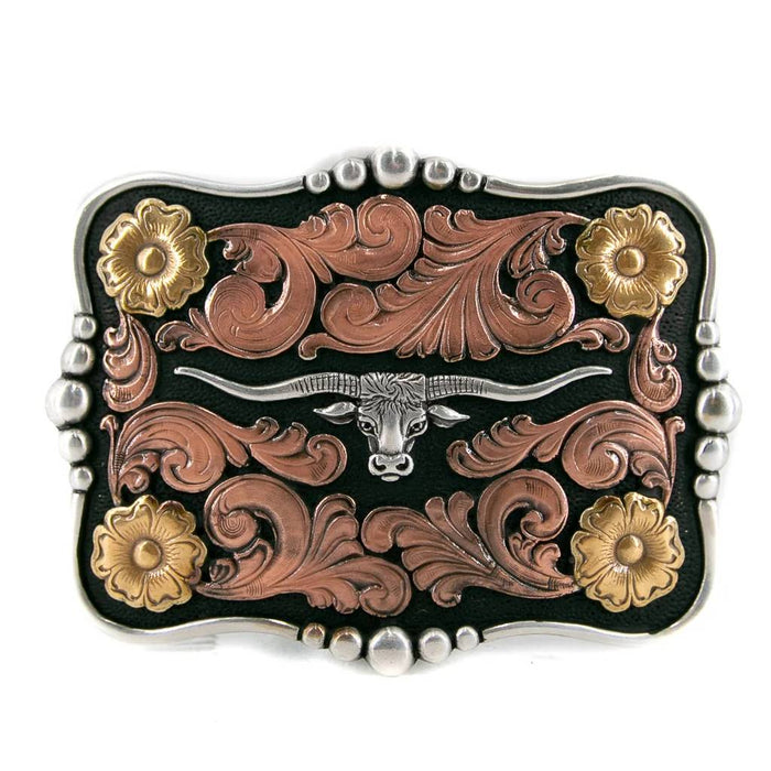 Nocona Rectangle Scalloped Longhorn Buckle ACCESSORIES - Additional Accessories - Buckles M&F Western Products