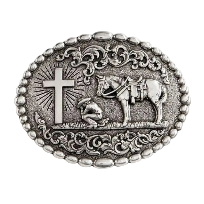 Nocona Oval Dot Edge Cowboy Prayer Buckle ACCESSORIES - Additional Accessories - Buckles M&F Western Products