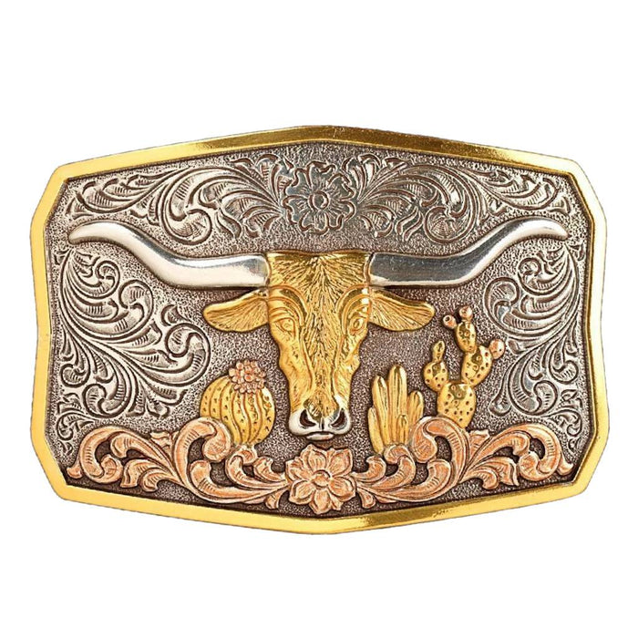 Nocona Rectangle Longhorn Cactus Buckle ACCESSORIES - Additional Accessories - Buckles M&F Western Products