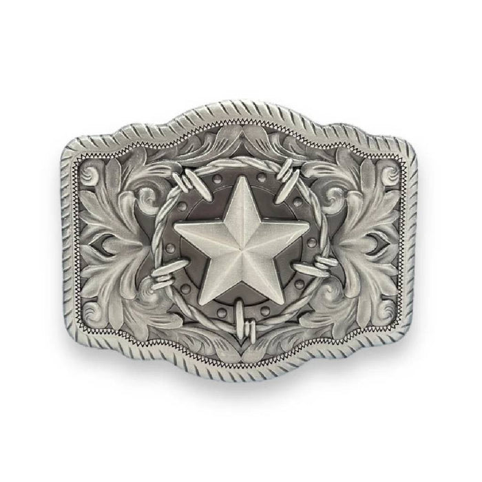 Nocona Rectangle Rope Edge Barbed Wire Star Buckle ACCESSORIES - Additional Accessories - Buckles M&F Western Products