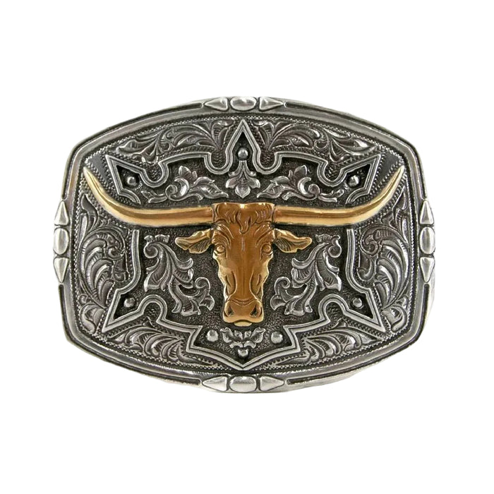 Nocona Rectangle Longhorn Scroll Buckle ACCESSORIES - Additional Accessories - Buckles M&F Western Products