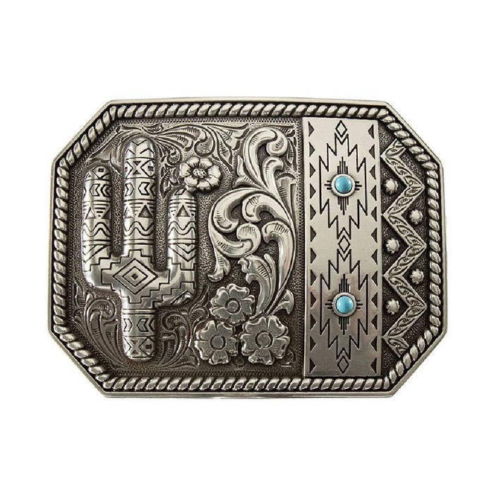 Blazin Roxx Rectangle Cactus Turquoise Stone Belt ACCESSORIES - Additional Accessories - Buckles M&F Western Products