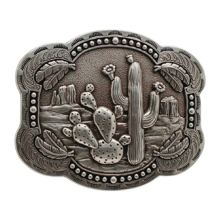 Blazin Roxx Rectangle Smooth Edge Cactus Feathers Buckle WOMEN - Accessories - Belts M&F Western Products
