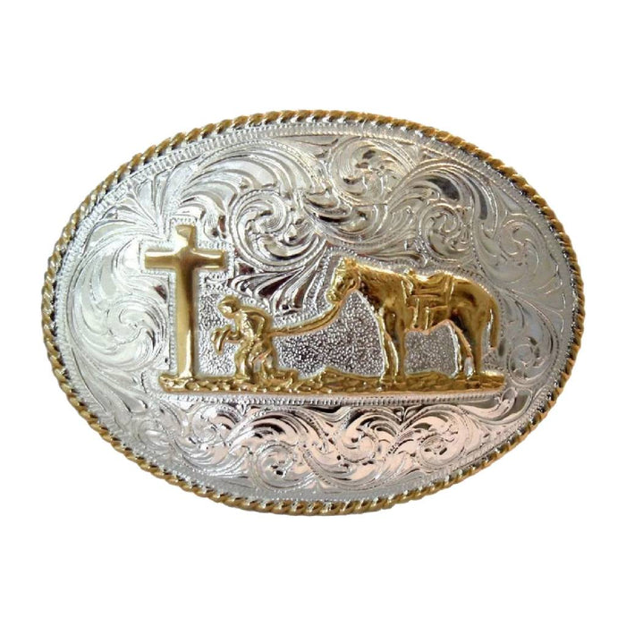 Crumrine Oval Rope Edge Cowboy Praying Buckle ACCESSORIES - Additional Accessories - Buckles M&F Western Products