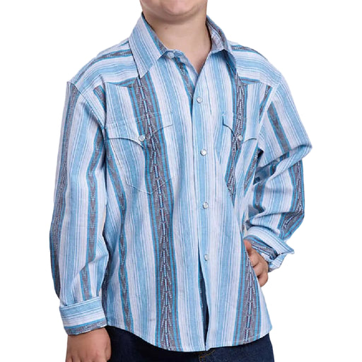 Roper Boy's Pearl Snap Vertical Stripe Performance Shirt KIDS - Boys - Clothing - Shirts - Long Sleeve Shirts Roper Apparel & Footwear