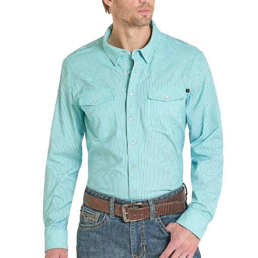 Rock & Roll Denim Men's Core Tek Stripe Pearl Snap Western Shirt MEN - Clothing - Shirts - Long Sleeve Panhandle
