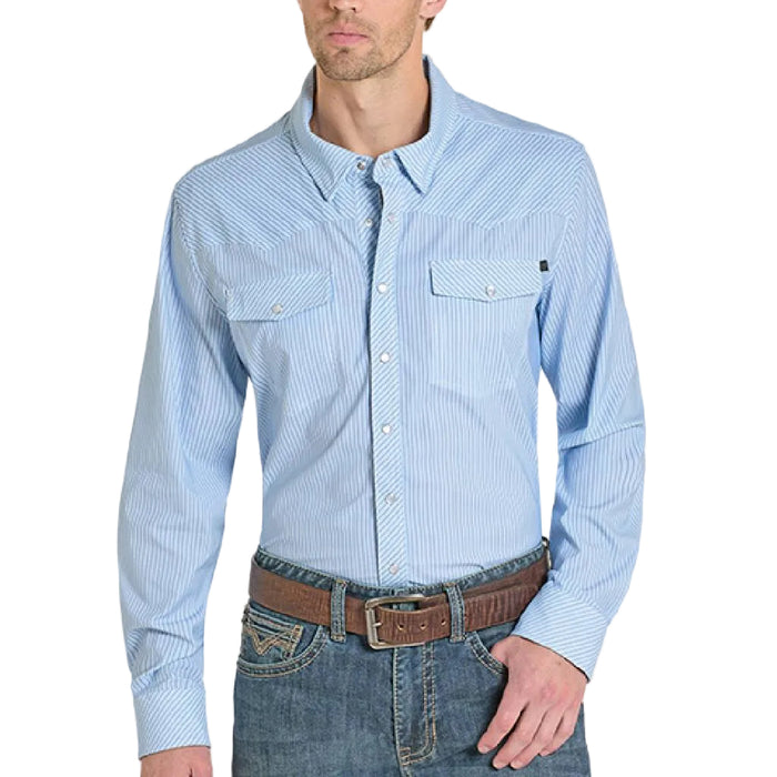 Rock & Roll Denim Men's Core Tek Stripe Pearl Snap Shirt MEN - Clothing - Shirts - Long Sleeve Panhandle