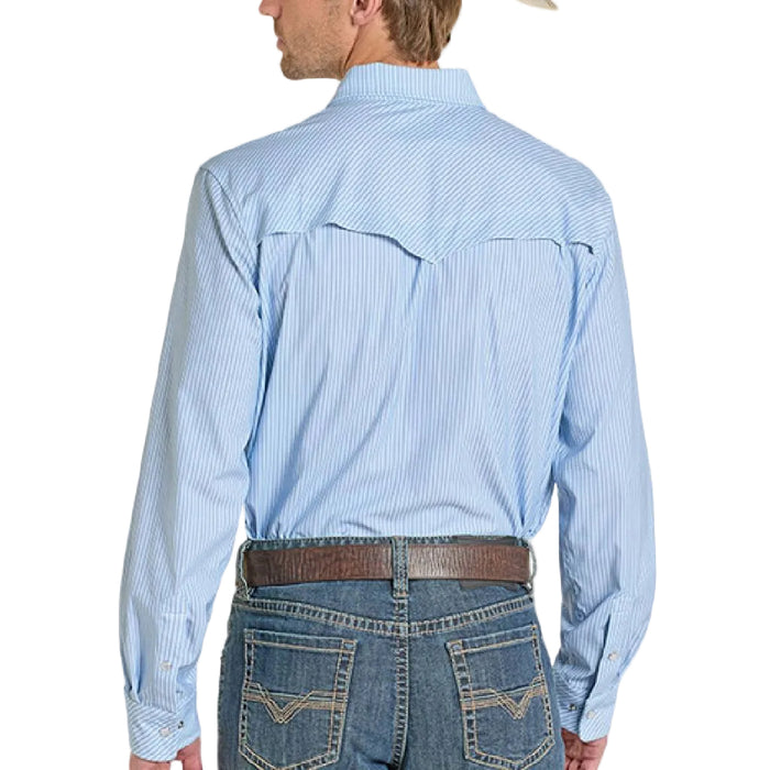 Rock & Roll Denim Men's Core Tek Stripe Pearl Snap Shirt MEN - Clothing - Shirts - Long Sleeve Panhandle