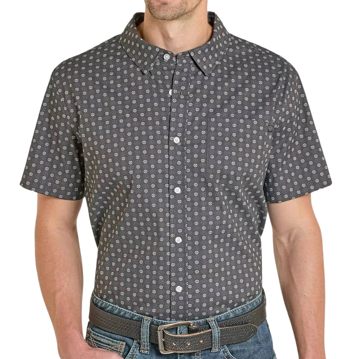 Rock & Roll Denim Men's Tek Mini Aztec Black Button Down Shirt MEN - Clothing - Shirts - Short Sleeve Panhandle
