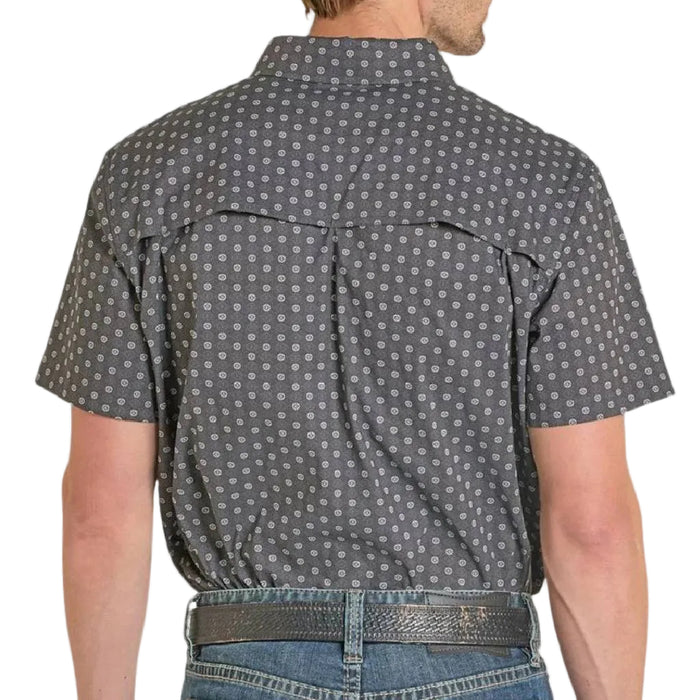 Rock & Roll Denim Men's Tek Mini Aztec Black Button Down Shirt MEN - Clothing - Shirts - Short Sleeve Panhandle