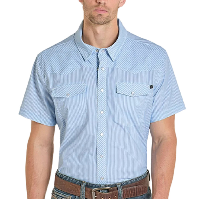 Rock & Roll Denim Men's Tek Core Stripe Pearl Snap Shirt MEN - Clothing - Shirts - Short Sleeve Panhandle