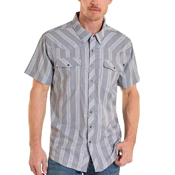 Rock & Roll Denim Men's Tek Western Stripe Pearl Snap Shirt MEN - Clothing - Shirts - Short Sleeve Panhandle