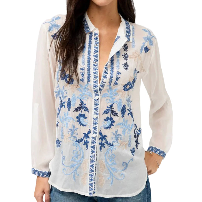Johnny Was Diantha Luisa White Top WOMEN - Clothing - Tops - Long Sleeved Johnny Was Collection