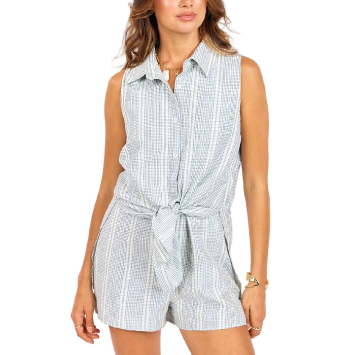Sage The Label Flying Kite Blue Ivory Romper WOMEN - Clothing - Jumpsuits & Rompers Sage The Label