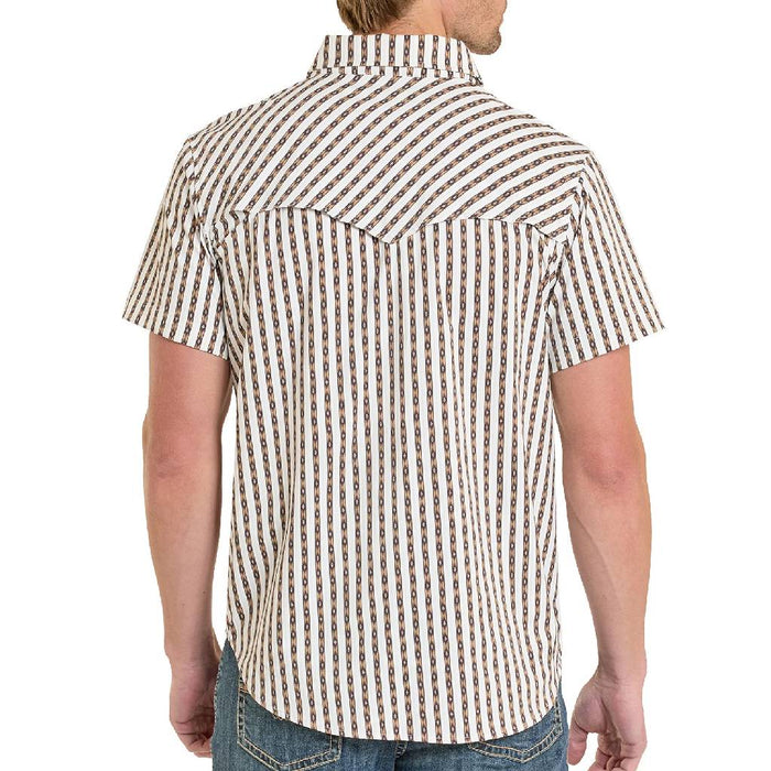 Rock & Roll Denim Men's Tek Core Stripe Brown Pearl Snap Shirt MEN - Clothing - Shirts - Short Sleeve Panhandle