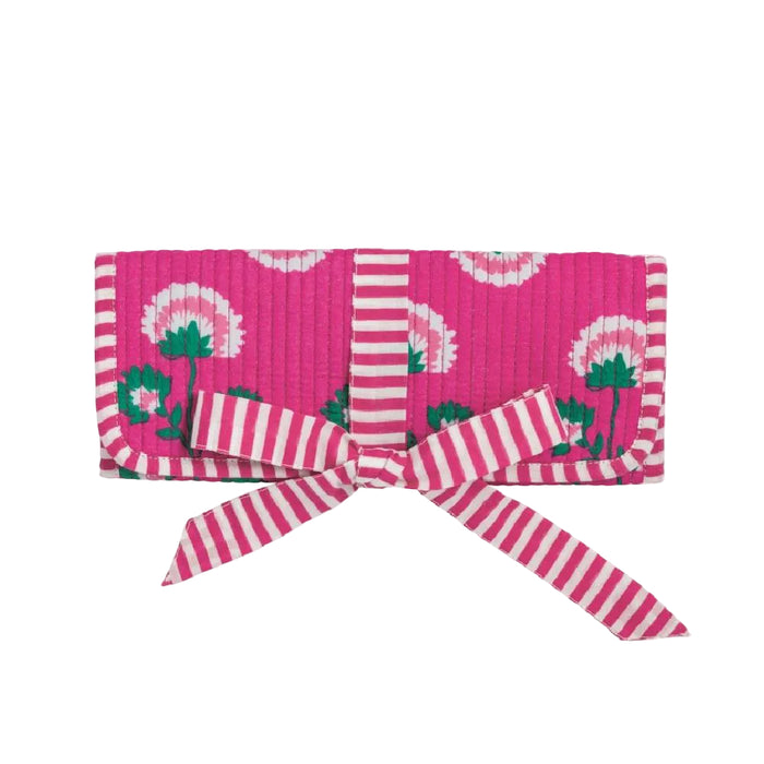 Mud Pie Block Print Pink Jewelry Roll HOME & GIFTS - Gifts Mud Pie