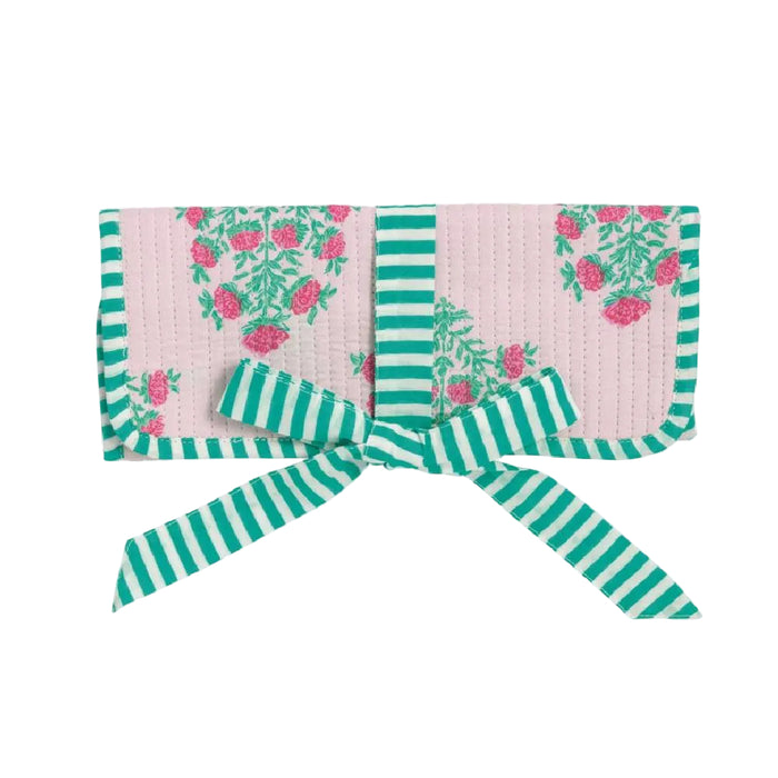 Mud Pie Block Print Blush Jewelry Roll HOME & GIFTS - Gifts Mud Pie