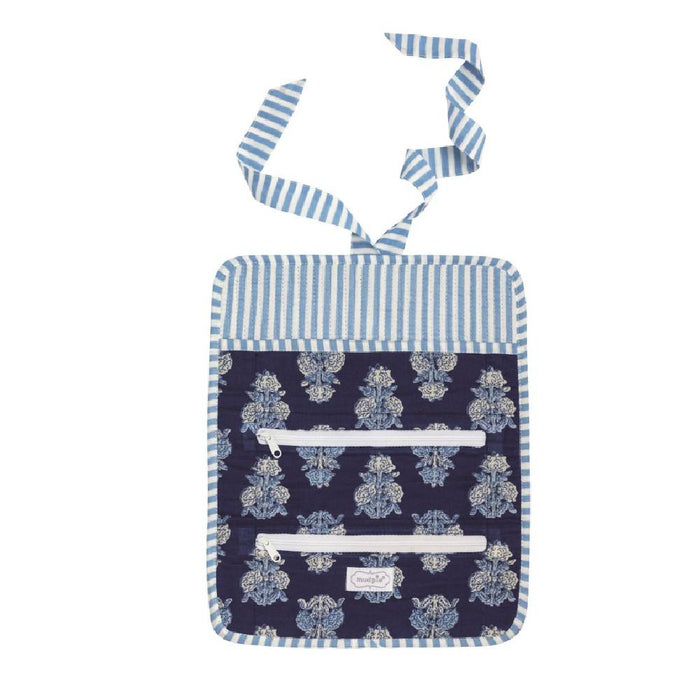 Mud Pie Block Print Navy Jewelry Roll HOME & GIFTS - Gifts Mud Pie