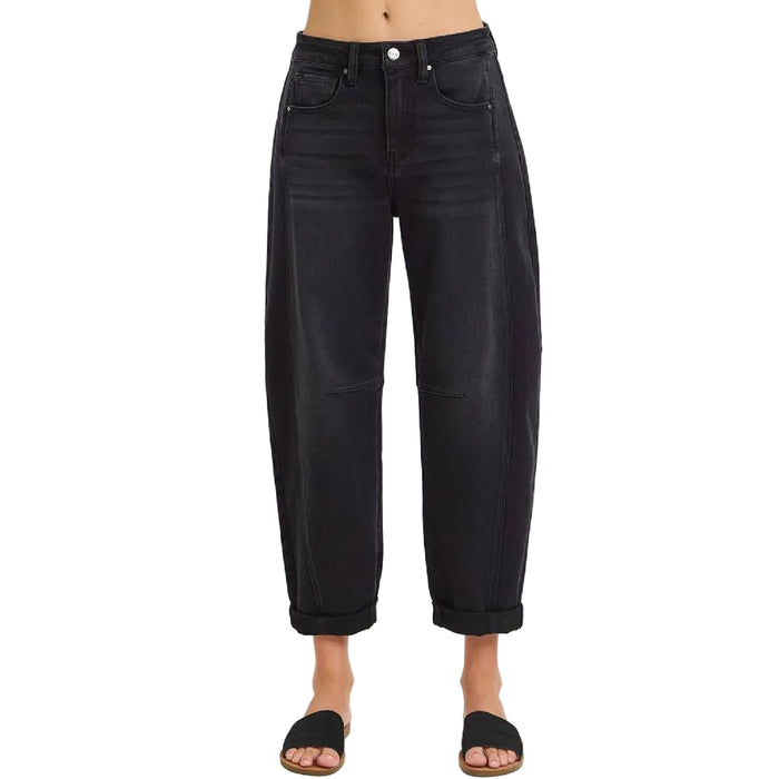 Risen High Rise Boyfriend Cuffed Black Barrel Jean WOMEN - Clothing - Jeans Risen Jeans