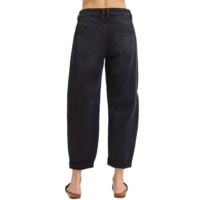 Risen High Rise Boyfriend Cuffed Black Barrel Jean WOMEN - Clothing - Jeans Risen Jeans