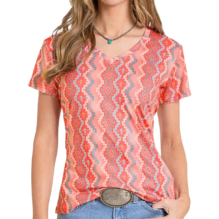 Panhandle Slim Women's Aztec Print Scarlet Performance Tee WOMEN - Clothing - Tops - Short Sleeved Panhandle
