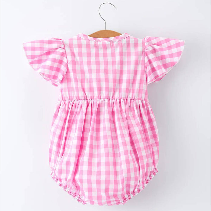 Girl's Flutter Sleeve Pink Plaid Romper KIDS - Girls - Clothing - Jumpers & Rompers Rylee Faith Designs