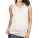 Dylan Rowan Rib Henley White Tank Top WOMEN - Clothing - Tops - Sleeveless Dylan