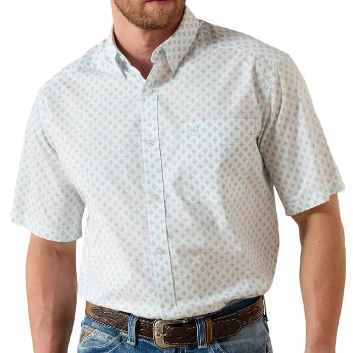 Ariat Men's Packert Classic Fit White Medallion Button Down Shirt MEN - Clothing - Shirts - Short Sleeve Ariat Clothing