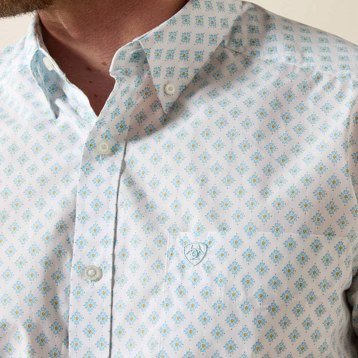 Ariat Men's Packert Classic Fit White Medallion Button Down Shirt MEN - Clothing - Shirts - Short Sleeve Ariat Clothing