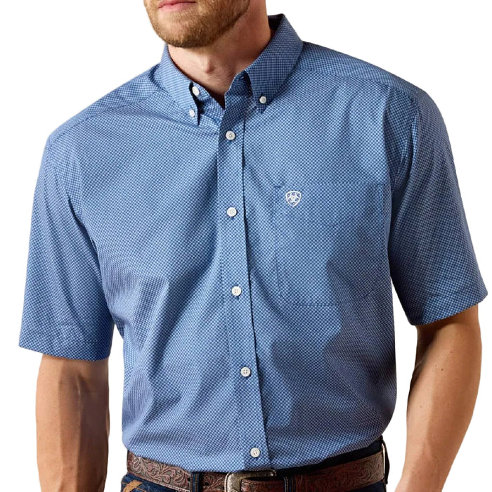 Ariat Men's Cash Classic Fit Ensign Blue Geo Print Button Down Shirt MEN - Clothing - Shirts - Short Sleeve Ariat Clothing