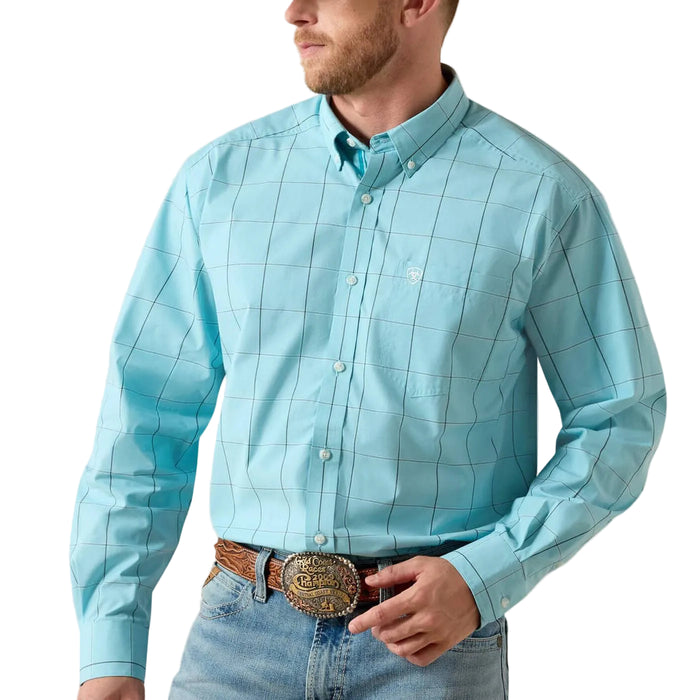 Ariat Men's Pro Series Platt Classic Fit Blue Elixer Plaid Button Down Shirt MEN - Clothing - Shirts - Long Sleeve Ariat Clothing